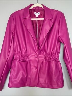 Steve Madden Bright Fuchsia Faux-Leather Blazer